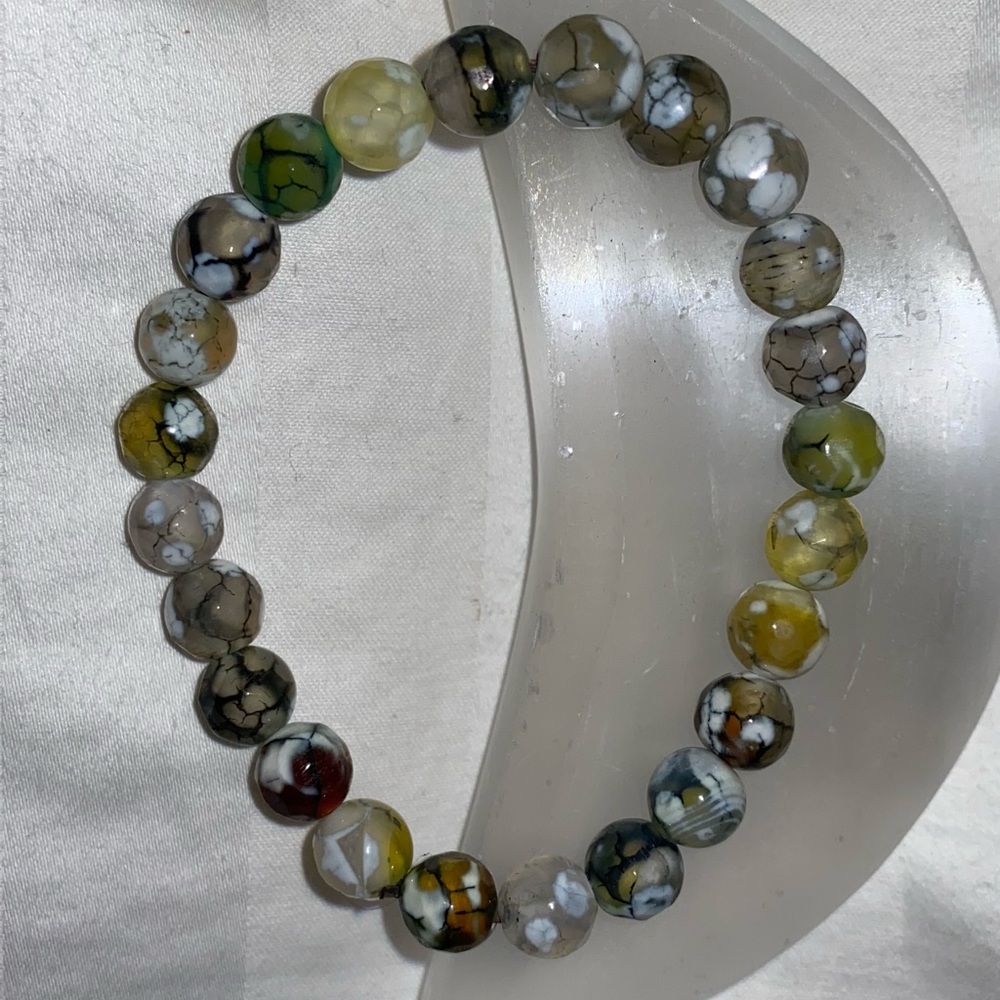 Yellow Dragon Vein Agate Crystal Bracelet